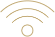 A Wi-Fi signal icon with curved lines radiating outward from a central point.