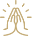An icon of a person praying with hands clasped, representing spiritual services or accommodations at a manor house care center.